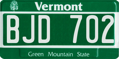 VT license plate BJD702