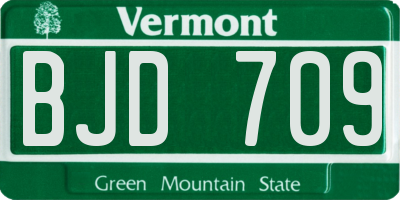 VT license plate BJD709
