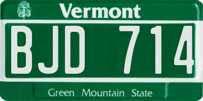VT license plate BJD714
