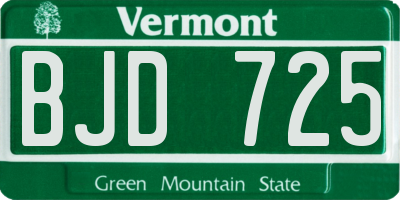 VT license plate BJD725