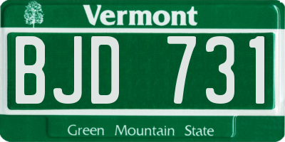 VT license plate BJD731