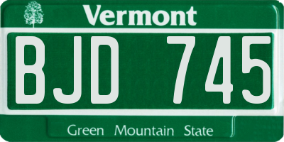VT license plate BJD745