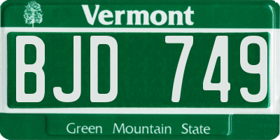 VT license plate BJD749
