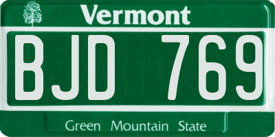VT license plate BJD769