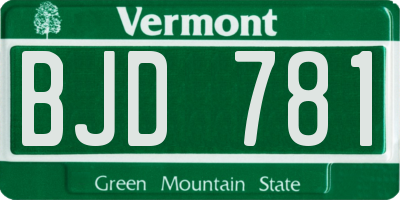 VT license plate BJD781