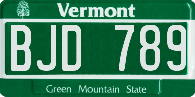 VT license plate BJD789