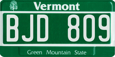 VT license plate BJD809