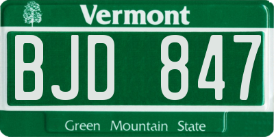 VT license plate BJD847