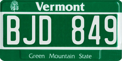 VT license plate BJD849