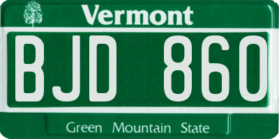 VT license plate BJD860