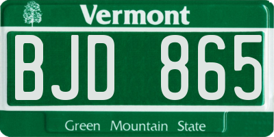 VT license plate BJD865