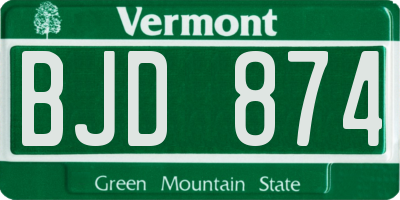 VT license plate BJD874
