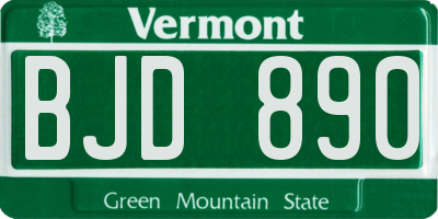 VT license plate BJD890