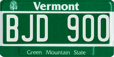VT license plate BJD900