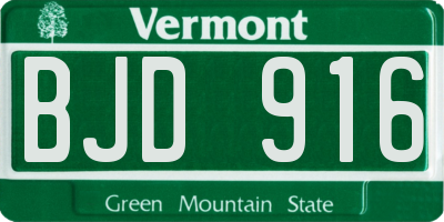 VT license plate BJD916