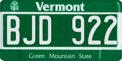 VT license plate BJD922