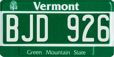 VT license plate BJD926