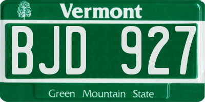 VT license plate BJD927