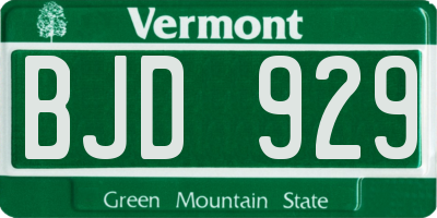 VT license plate BJD929