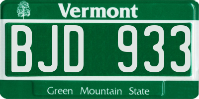 VT license plate BJD933