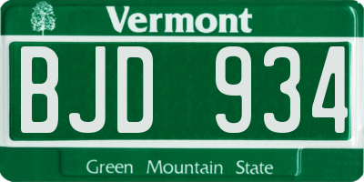 VT license plate BJD934
