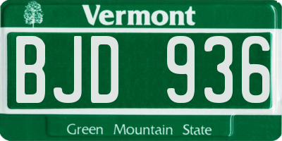 VT license plate BJD936