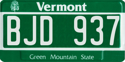 VT license plate BJD937