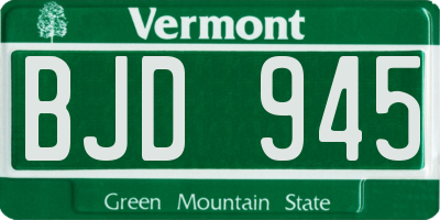 VT license plate BJD945