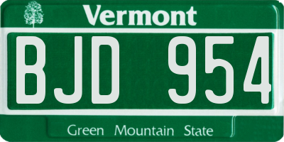 VT license plate BJD954