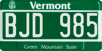 VT license plate BJD985