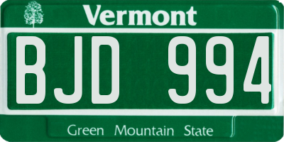 VT license plate BJD994