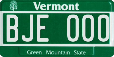 VT license plate BJE000