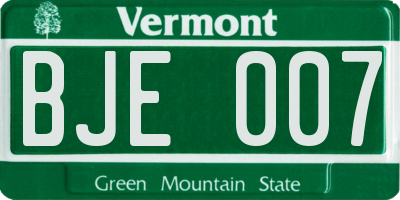 VT license plate BJE007