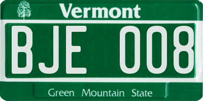 VT license plate BJE008