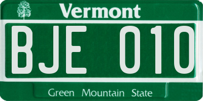 VT license plate BJE010