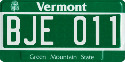VT license plate BJE011