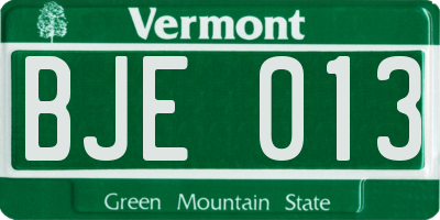 VT license plate BJE013
