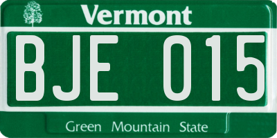 VT license plate BJE015