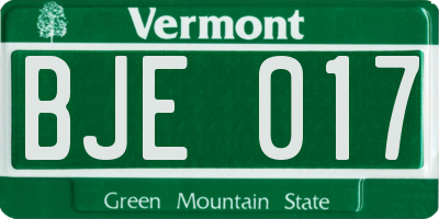 VT license plate BJE017