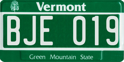 VT license plate BJE019