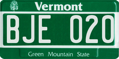 VT license plate BJE020