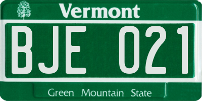 VT license plate BJE021