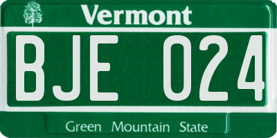 VT license plate BJE024