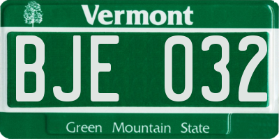 VT license plate BJE032