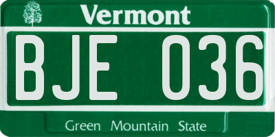 VT license plate BJE036