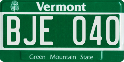 VT license plate BJE040