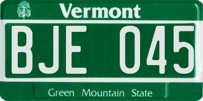 VT license plate BJE045