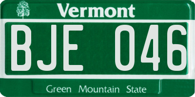 VT license plate BJE046