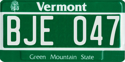 VT license plate BJE047
