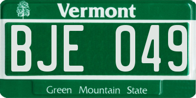 VT license plate BJE049